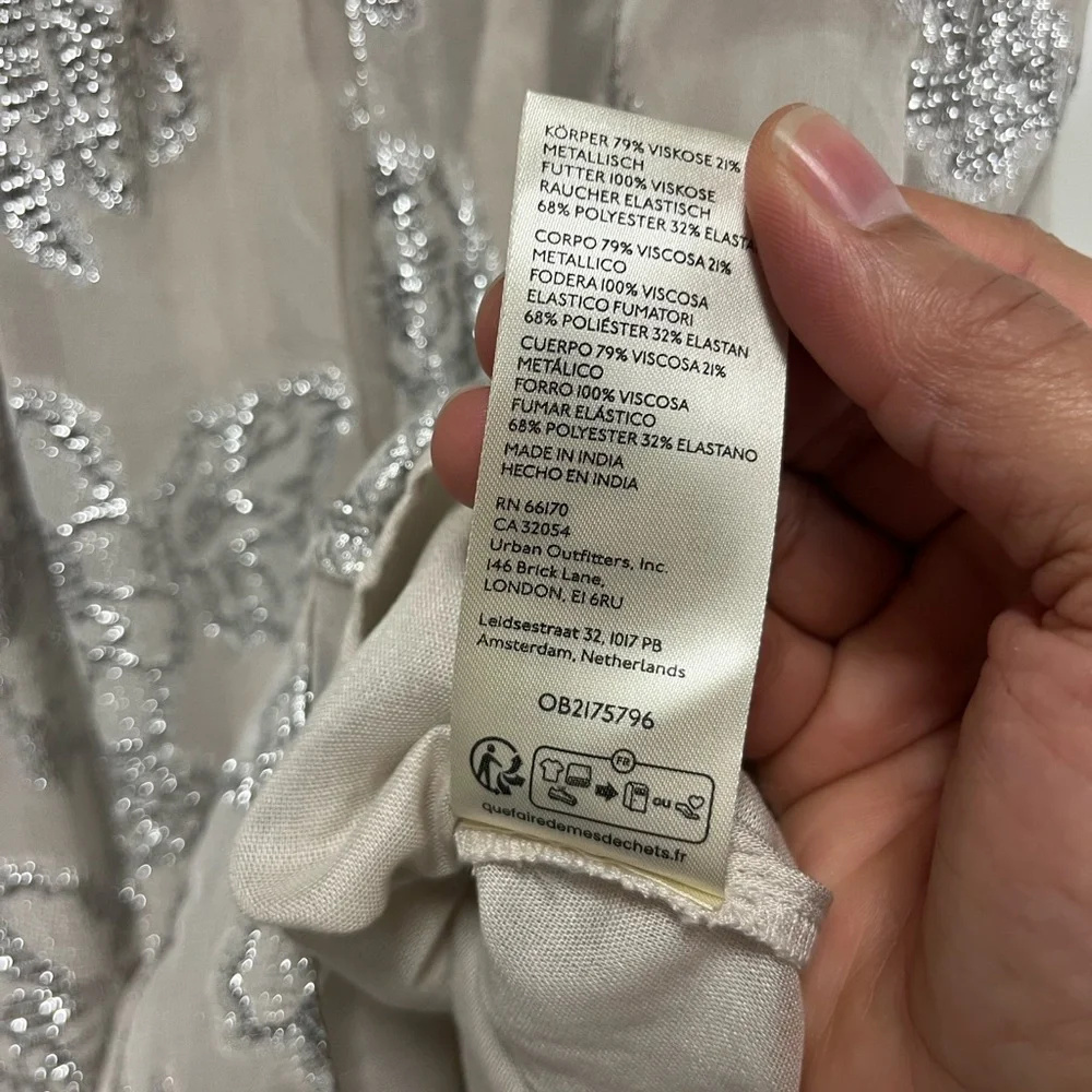 Free People Silver Metallic Strapless Gardenia Mini Dress Sz. M NWOT‎